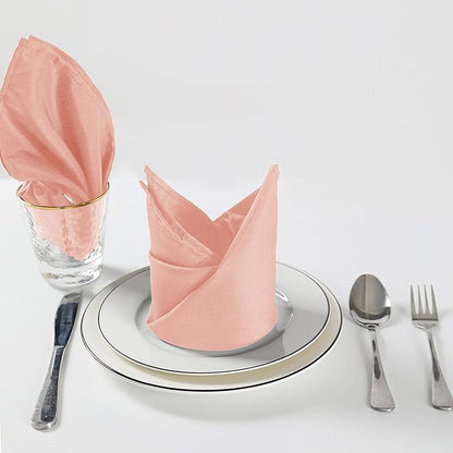 Cloth Napkins 17x17 inch Washable Polyester Dinner Napkins Soft Table Napkins for Wedding Party Dining Banquet(Dusty Pink,25PCS)