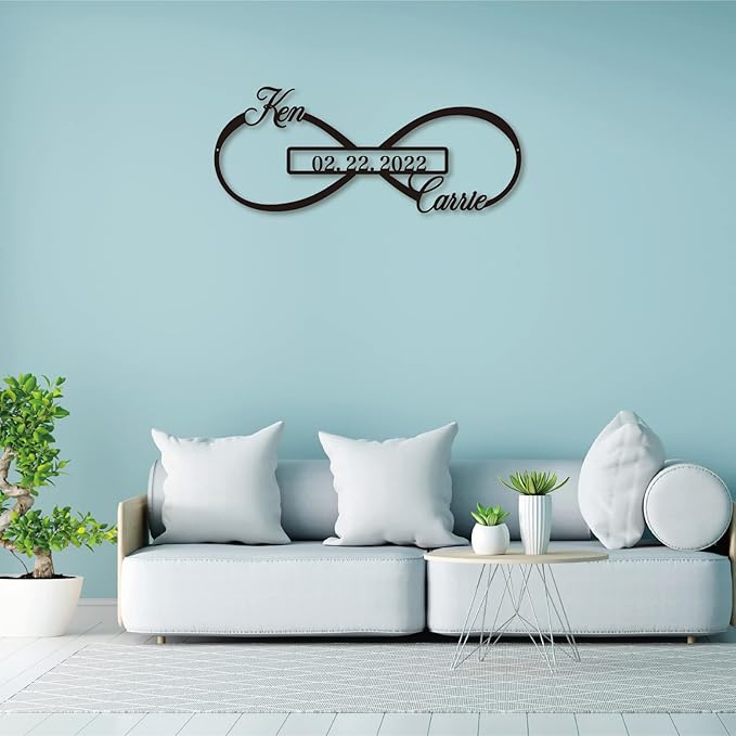 Personalized Infinity Symbol, Metal Love Sign, Love Sign Infinity Heart Sign Metal Wall Decor, Metal Wall Art Decor, Valentine'S Day Gift For Her, Personalized Anniversary Wedding Gift For Couple