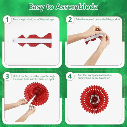 20 Pcs Green Hanging Paper Fan, Hanging Honeycomb Round Paper Fans for Weddings, Birthdays, Christmas, Baby Showers, Classroom, Events Ceiling Party Supplies Decorations
