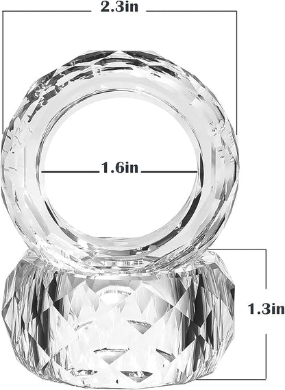 kitCom Crystal Napkin Ring Holders Set of 8, K9 Luxury Crystal Napkin Holder Rings, Diamond-Shaped Design, Napkin Buckles for Holiday Decor, Wedding, Christmas, Dinner Table, Thanksgiving (Pack of 8)