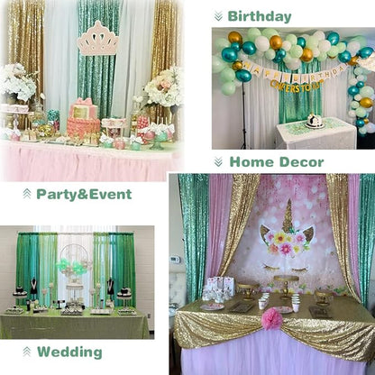Eternal Beauty Mint Green Sequin Backdrop, 6x6 Ft Glitter Background Curtains for Shimmer Photography Party Wedding Birthday Back Drop Decor