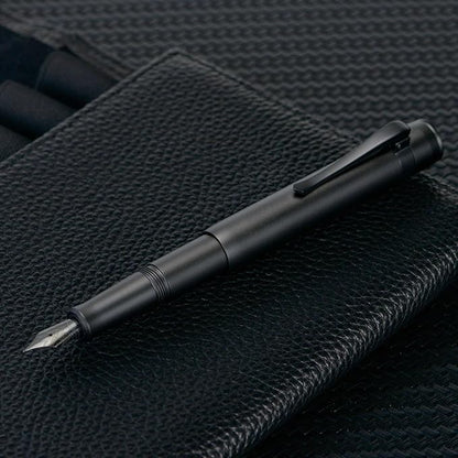 Hongdian M2 Black Forest Mini Fountain Pen, Fine Soft Nib & Sleek Shape Aluminium Short Pocket Travel Pen (Matte Black)