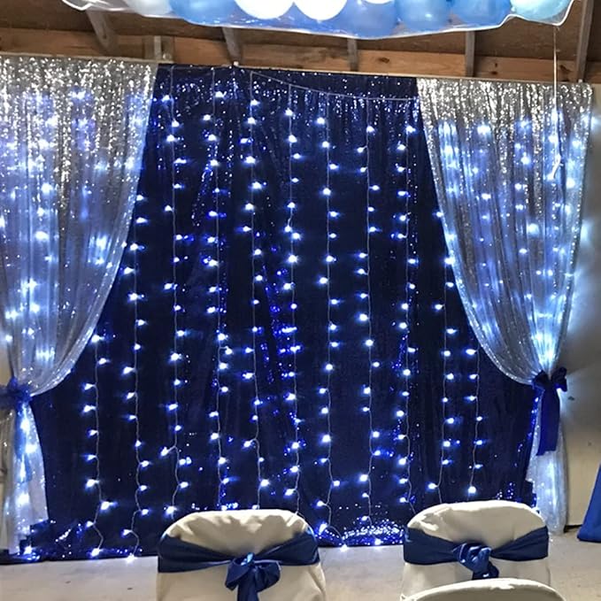 Poise3EHome 6FT x 8FT Navy Blue Sequin Photography Backdrop Curtain for Party Decoration, Navy Blue
