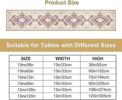 Boho Bohemia Table Runner, Vintage Blue Gold Retro Flower Rustic Country Floral Printed Pattern for Home Kitchen Table Decor Dining Coffee Room Garden Party Wedding Decor 13x72in