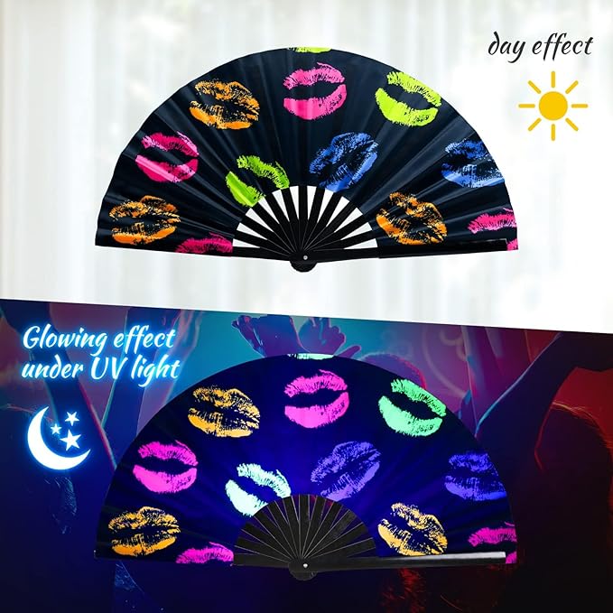 SYNTECSO Hand Fans for Women Foldable, Boots on The Ground Fan, Rave Fan for Drag Queen, Women and Men，Fans for Line Dancing, Parties, Music Festivals, EDM and Decoration