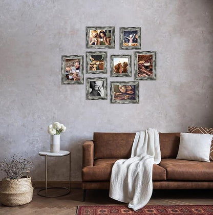 5x5 Picture Frame with Real Glass, 4 set Ornate Vintage Picture Frames for Wall or Tabletop Display, 5 x 5 photo Frame for Wall home best gift