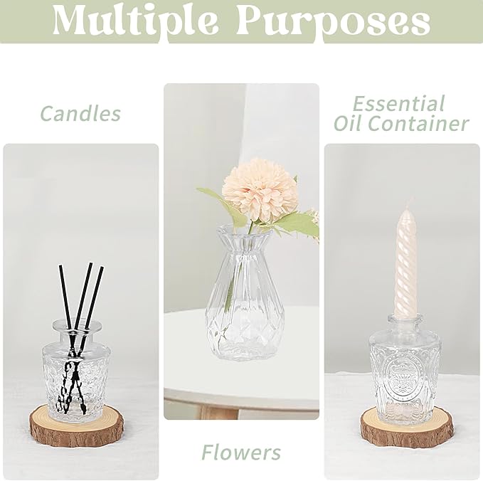 Set of 12 Glass Bud Vases-Small Vases for Flowers-Mini Bud Vases in Bulk -Vintage Vases Centerpieces for Tables Wedding and Home Decor(12pcs/Clear)