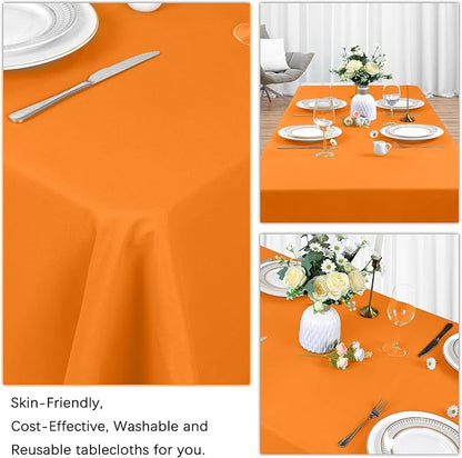 8 Pack Orange Tablecloth 60 x 126 Inch Rectangular Tablecloths for 8 Foot Rectangle Tables, Wrinkle Resistant Orange Table Cloth Washable Polyester Fabric for Buffet Wedding Party Banquet
