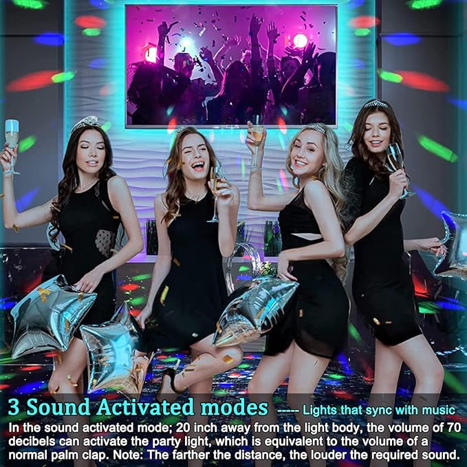 Party Lights Dj Disco Ball Light with Pattern Projection and Sound Activated, Buclhoz RGB Colored Strobe Stage Lighting for Parties Indoor Dance Birthday Rave Bar Karaoke Christmas Wedding Show Club
