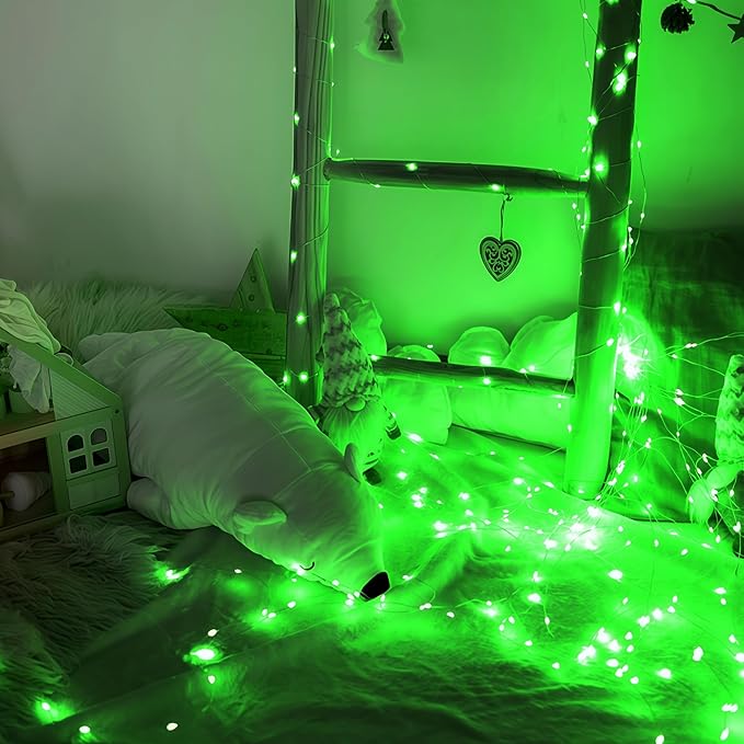 WATERGLIDE 12 Pack Fairy Lights Battery Operated (Included), 7 ft 20 LED Mini String Lights, Waterproof Silver Wire Firefly Starry Light for DIY Christmas St. Patricks Day Mason Jars Decor, Green
