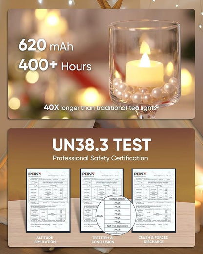 Homemory 12pcs Flameless LED Tea Lights with Remote & Timer, 400+Hours Realistic Flickering Battery Candles for Seasonal, Tabletop, and Centerpieces Decor