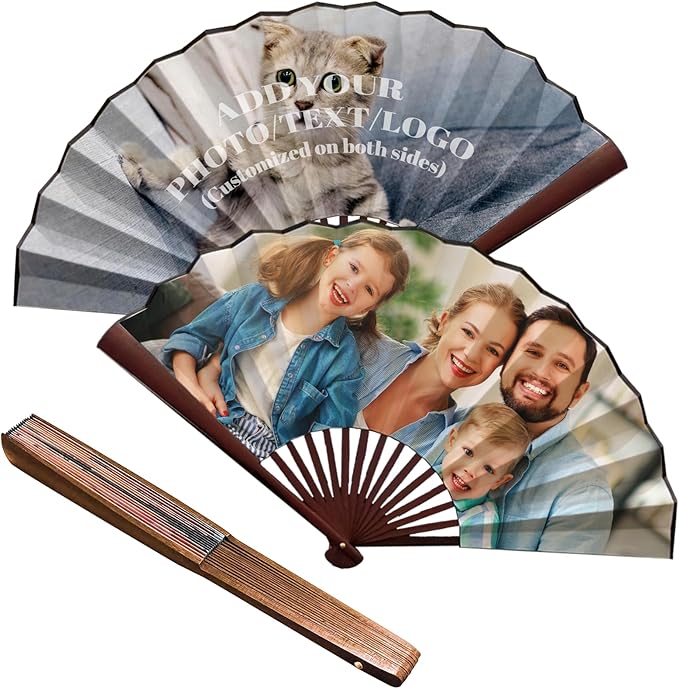 Decorative Folding Fans Personalized Fans Custom Fans Handheld Clack Fans for Line Dancing Customized with Picture Text, Fans Foldable for Line Dancing Wedding Saloon Cosplay Party Props