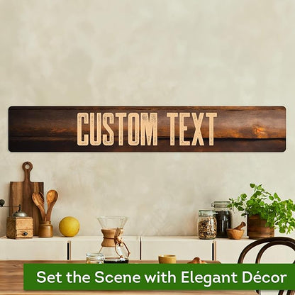 Custom Sign, Custom Street Sign, 11 Font Colors, 13 Font Styles, 4 Hole Options, 22 Sizes, 6x36 Inches, Rust Free DiBound, Fade Resistant, Made in USA by My Sign Center (Vintage Wood)