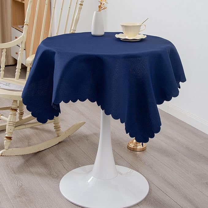 Square Navy Tablecloth 43 x 43 Inch Polyester Fabric Washable Table Cloth Decorative Wrinkle Resistant Solid Color Table Cover for Kitchen Dinning Party Wedding Camping