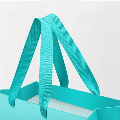 Teal Blue Paper Gift Bag Small Square Bottom Kraft Paper Bags with Handles for Wedding Baby Shower Birthday Party (Teal Blue, 8 x 8 x 8 in, 10 CT)