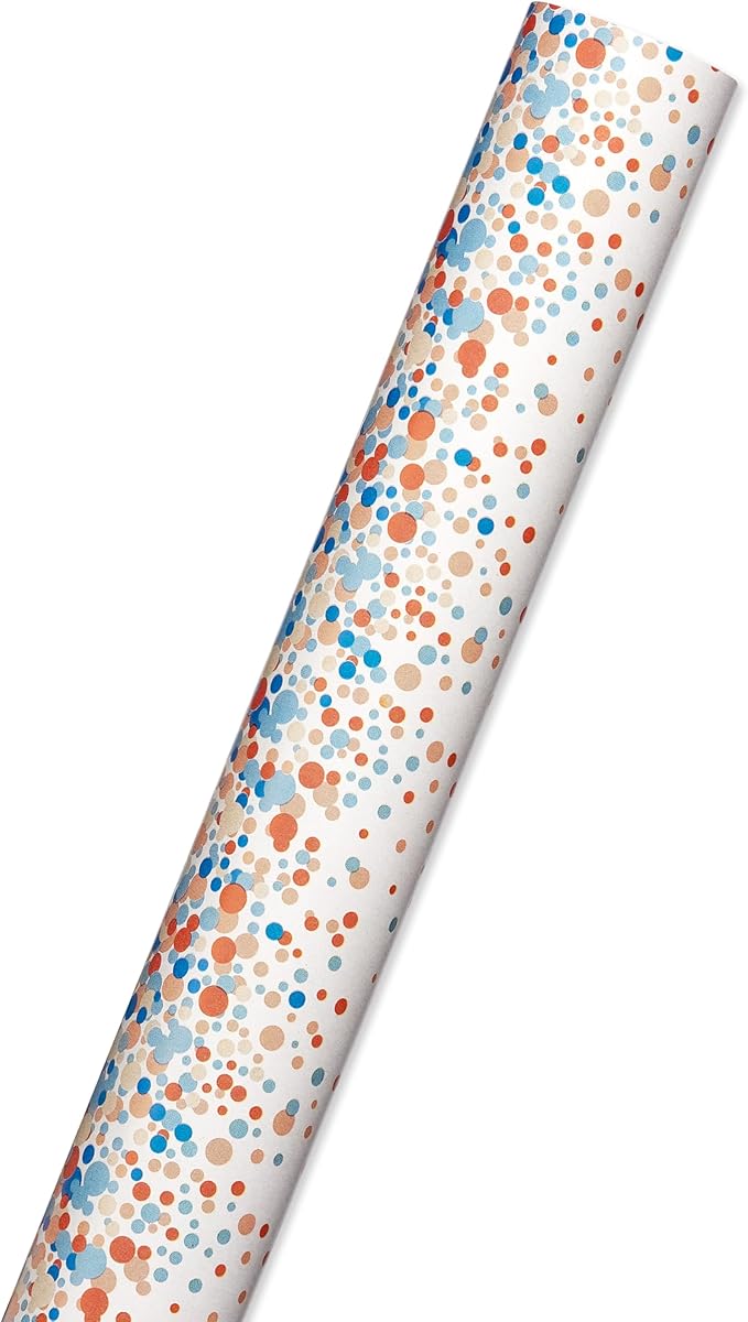 American Greetings 175 sq. ft. Reversible Wrapping Paper for Birthdays, Weddings, Bridal Showers, Baby Showers and All Occasions, Multicolored Polka Dots (1 Roll, 30 in x 70 ft.)