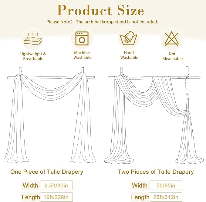 Wedding Arch Draping Fabric Backdrop 1 Panel 30" x 19Ft Pink Drapes Curtains for Wedding Reception Sheer Tulle Backdrop Curtain for Ceremony Birthday Party Baby Shower Arbor Ceiling Decorations
