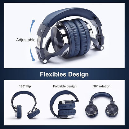 OneOdio Wired Over Ear Headphones Studio Monitor & Mixing DJ Stereo Headsets with 50mm Neodymium Drivers and 1/4 to 3.5mm Jack for AMP Computer Recording Podcast Keyboard Guitar Laptop - Dark Blue