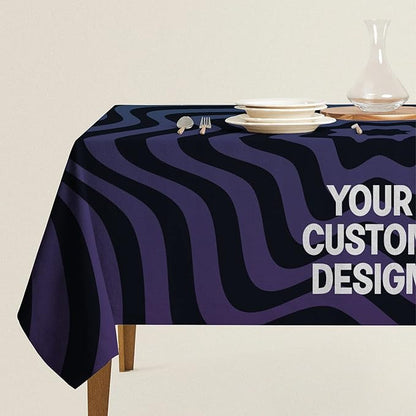 DreamController Custom Table Cloth for 4ft/5ft/6ft Table with Business Logo, Image or Text Personalized Table Cover for TradeShows, Events, Birthday, Wedding | Made in USA | Fast delivery | HD Print