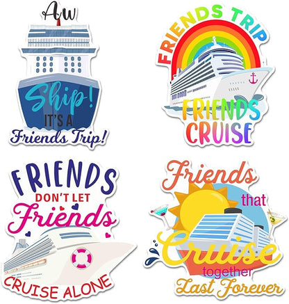 Hoteam 4 Pcs Friends Cruise Door Decorations Magnetic Large Friends Cruise Ship Door Magnets Funny Waterproof Ship Anchor Life Preserver Ring Magnets for Carnival Cabin Stateroom Fridge Car