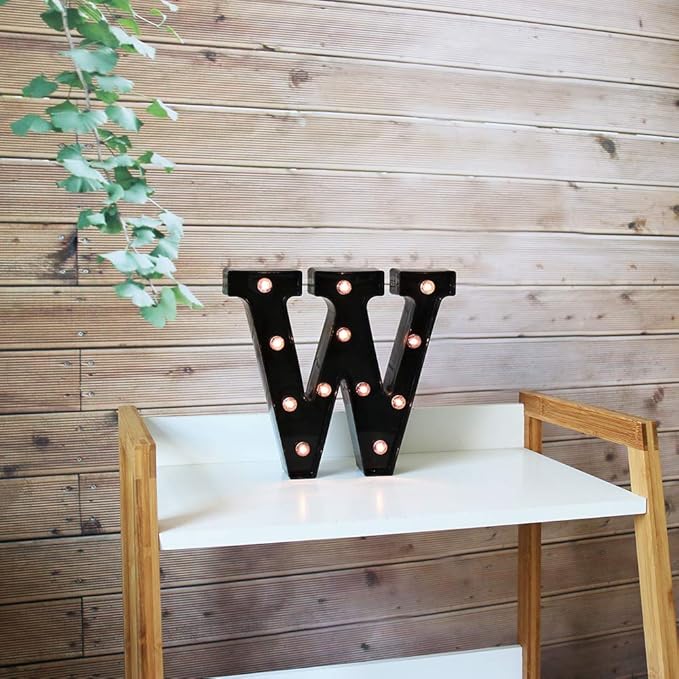 Light Up Black Alphabet Marquee Letters Sign LED Marquee Number Lights Sign for Night Light Home Bar Christmas Lamp Birthday Party Wedding Decoration W
