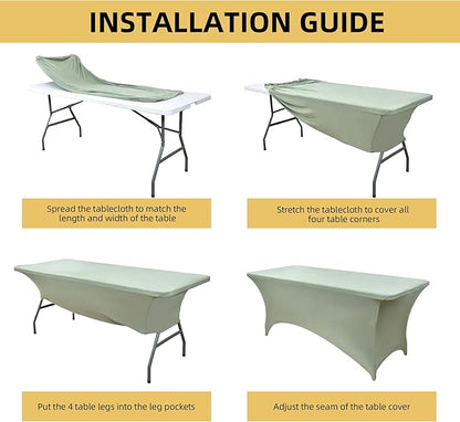 118 2-Pack 4ft Spandex Table Covers for Rectangular Folding Tables - Wrinkle Resistant Stretch Tight Table Cloths - Ultimate Fitted Table Protector for Parties, Banquet, and Wedding