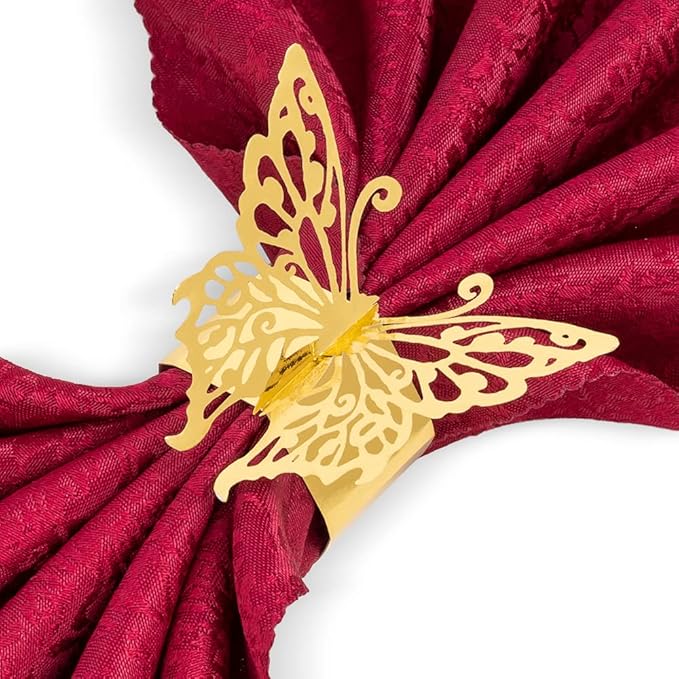 150PCS Butterfly Napkin Rings for Luxury Banquet Style, Reusable Paper Napkin Holders for Wedding Banquet Dinner Table Decor, and Catering Party Services (Gold)