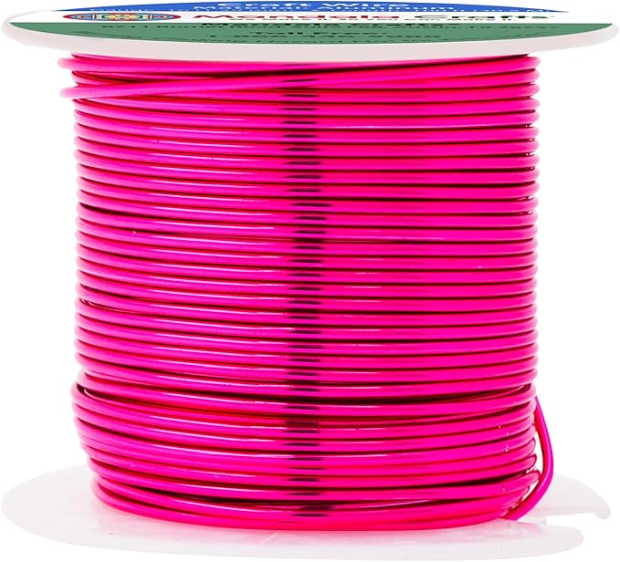 Mandala Crafts 16 Gauge Anodized Aluminum Craft Wire for Jewelry Making - 100 FT Colored Flexible Hot Pink Wire - Bendable for Bonsai Armature Crafting Sculpting