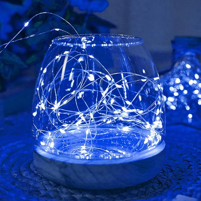 Blue Led Fairy Lights Battery Operated, 12 Pack LED Mini String Lights, 7FT 20LED Silver Wire Firefly Starry Moon Lights for DIY Fairy String Light for Gender Reveal Party Wedding Christmas Decor