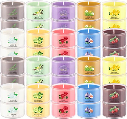 40 Scented Candle Set, 10 Fragrances, 35g Natural Soy Wax Candles with Smokeless Cotton Wicks, Ideal for Home Decor, Yoga, Meditation, Spa & Gifting.