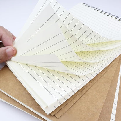 4 Pcs Top Bound Spiral Notebook,8.3 inch x 5.8 inch,60 Sheet,7mm College Ruled Paper,A5 Spiral Note Pads Memo Lined Notebook Journal for School and Office Supplies (Kraft)