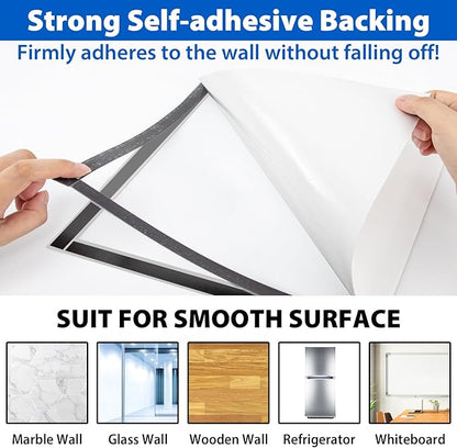 2Packs Magnetic Sign Holder 8.5 x 11 Self Adhesive Display Frames with Strong Magnetic Frame and Clear PVC for Office Store Home Door Window Refrige Magnetic Paper Holder, Silver