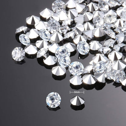 10000 Clear Wedding Table Scatter Confetti Crystals Acrylic Diamonds Rhinestones for Table Centerpiece Decorations Wedding Decorations Bridal Shower Decorations Vase Beads (Silver, 3 mm)