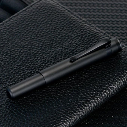 Hongdian M2 Mini Fountain Pen with Bent Nib, Sleek Shape Aluminium Short Pocket Travel Pen (Matte Black)