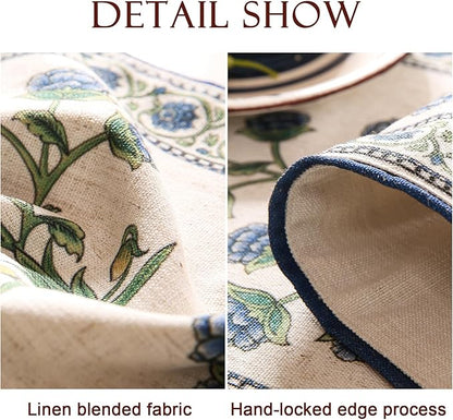 patdrea Designer Blue Rustic Elegant Floral Patterned Extra Long,Wrinkle Resistant Linen Table Runner 118 Inch Long,Decoration for Kitchen Dining and Coffee Tables Banquet Christmas , 12"x118"