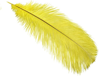 Happy Feather 16-18 inch Yellow Ostrich Feathers Craft for Wedding Party Centerpieces Home Decoration DIY Craft Pack of 10