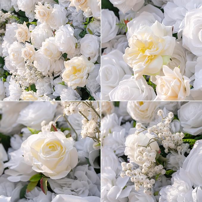 Artificial Luxury‌ Flower Wall Panels, Gorgeous 3D Silk Floral Backdrop for Wedding, Baby Show, Party and Home Decor, Quick Assembly/Storage, Eco ＆ Pet Friendly, 2 pcs, Each Panel 2 * 8 ft.