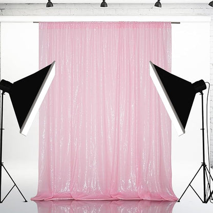 Eternal Beauty Pink Sequin Backdrop, 10x10 Ft Glitter Background Curtains for Shimmer Photography Party Wedding Birthday Back Drop Decor