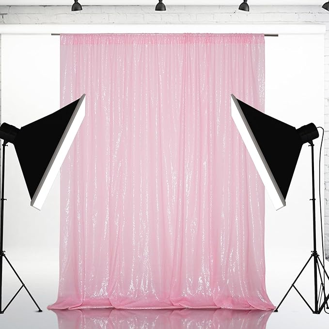 Eternal Beauty Pink Sequin Backdrop, 6x6 Ft Glitter Background Curtains for Shimmer Photography Party Wedding Birthday Back Drop Decor