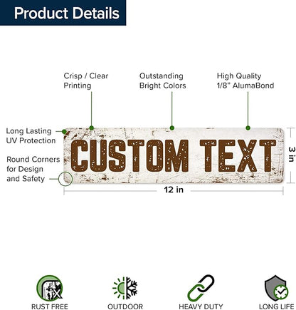 Custom Sign, Custom Street Sign, 11 Font Colors, 13 Font Styles, 4 Hole Options, 22 Sizes, 3x12 Inches,Ideal Christmas Gift Rust Free DiBound, Fade Resistant, Made in USA by My Sign Center (Rustic)