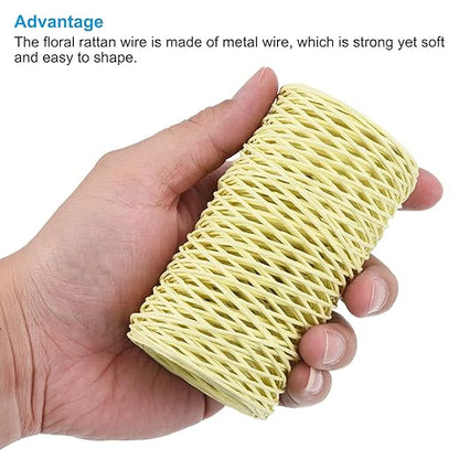 PATIKIL 164 Feet Floral Bind Wire Wrap Twine, 1mm Florist Wire Iron Wire Paper Covered Vine Wrapping Binding Wire for Flower Bouquets, Cream