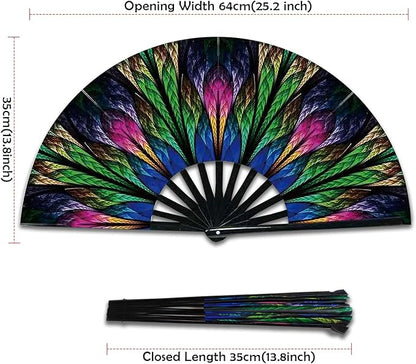 Rave Fan, Large Folding Hand Fan for Women and Men, Popping Fans for Line Dancing for Raves, EDM, Dance Party, and Home Decoration