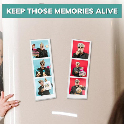 pbf PHOTO BOOTH FRAMES 2x6 Magnetic Picture Frames for Refrigerator | 2 x 6 Clear Magnetic Vinyl Frames for Photo Strips for Fridge (10-Pack)