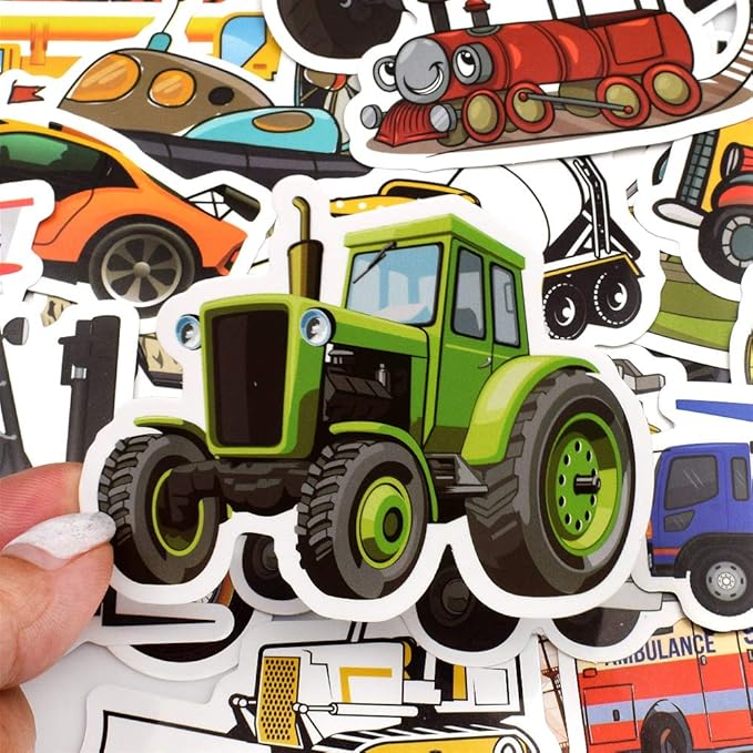 QTL Truck Stickers for Kids Boys Tractor Stickers for Water Bottles Easter Basket Stuffers Gifts for Kids Boys 50Pcs