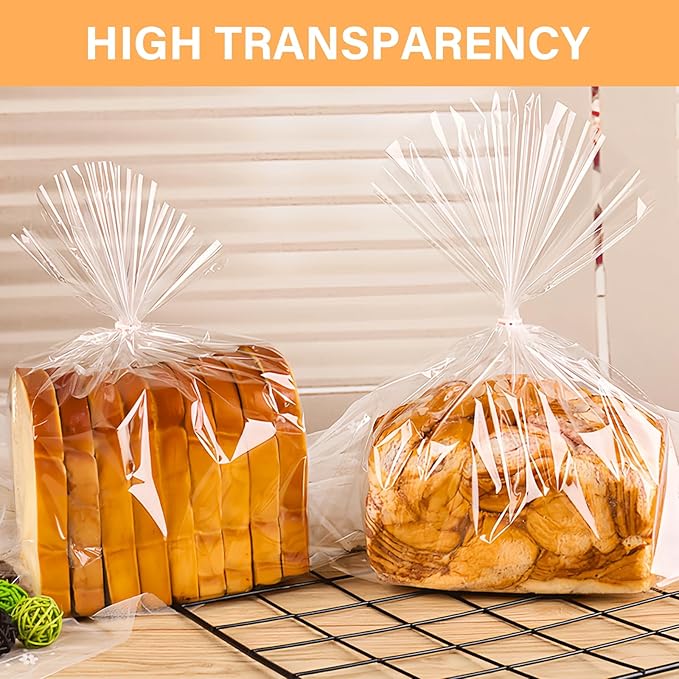 ZHEWTOEN 100 Pcs 8x11 Inch Clear Cellophane Treat Bags with Color Twist Ties, Plastic Goodie Cello Bags for Candy, Cookies, Popcorn, Small Gift Wrapping, Party Favors, Bakery Packaging