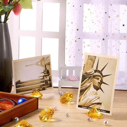 Boao 24 Pack Diamond Place Card Holders Acrylic Table Number Holder Card Stands Crystal Diamond Party Decorations Favor for Weddings Home Table(Gold)