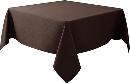 Biscaynebay Textured Fabric Square Tablecloth 90x90 Inch, Brown Water Resistant Card Table Cloth Folding Table Cover for Dining, Kitchen, Wedding and Parties etc. Machine Washable