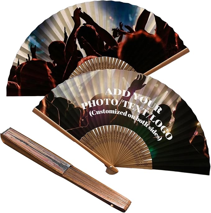 Decorative Folding Fans Personalized Fans Custom Fans Handheld Clack Fans for Line Dancing Customized with Picture Text, Fans Foldable for Line Dancing Wedding Saloon Cosplay Party Props
