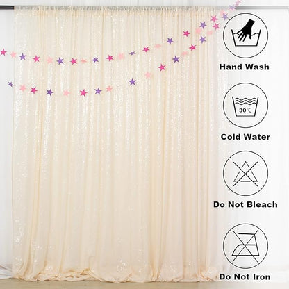 ShinyBeauty 8FT x 10FT Ivory Sequin Backdrop | Sparkle Fabric Drapes for Photoshoots | Glitter Background for Birthday Parties & Photography | Durable & Elegant Photo Backdrop