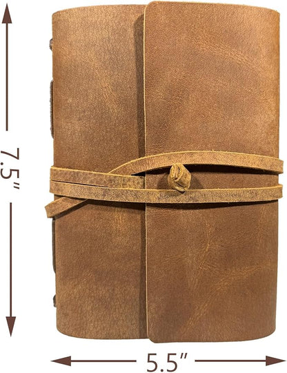 Brown Notebook Journal - Best Genuine Cool Leather Journals for writers Small Size Diary 5.5x7.5 Inch, Notepad For Man and Women, Gifts,Work,Traveler,Personal